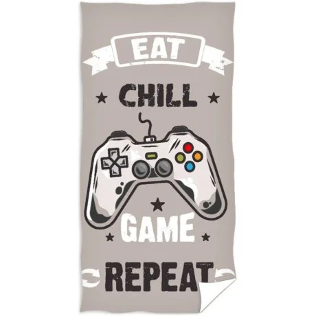 Bavlněná plážová osuška Eat, Chill, Game & Repeat