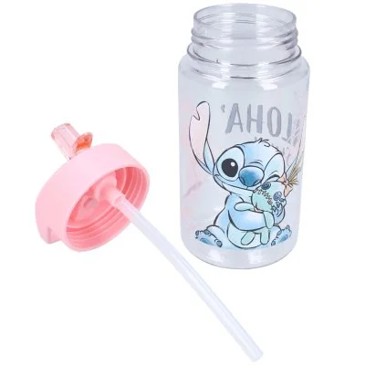 Dívčí plastová láhev na pití Lilo & Stitch s brčkem