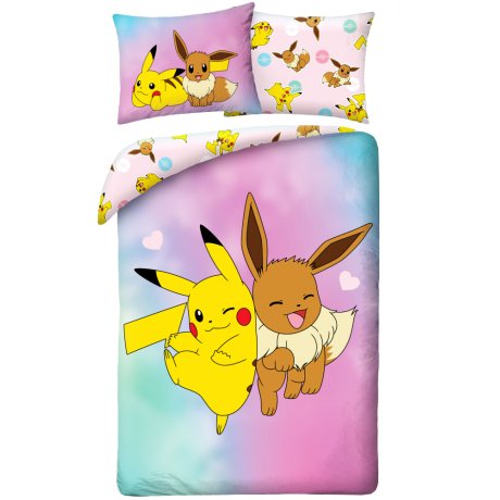 Oboustranné ložní povlečení z mikrovlákna Pokémoni – Pikachu a Eevee