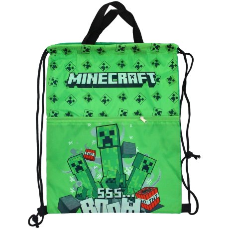 Sportovní vak Minecraft s kapsou na zip - motiv s Creepery a TNT