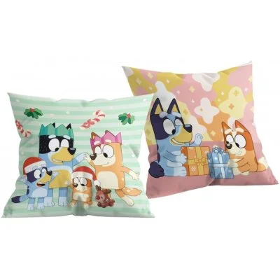 Vánoční oboustranný polštář Bluey - rodinka