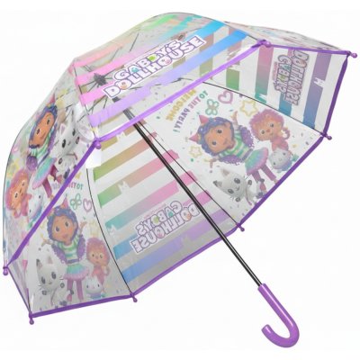 Dívčí transparentní deštník Gábinin kouzelný domek