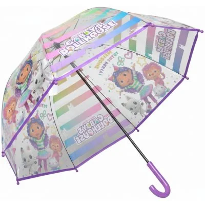 Dívčí transparentní deštník Gábinin kouzelný domek