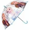 Dětský průhledný deštník s motivem Frozen. Kovová konstrukce, potah z odolného materiálu POE, plastová rukojeť s hladkým povrchem přizpůsobená pro malé ruce. Průměr rozevřeného deštníku je cca 70 cm.