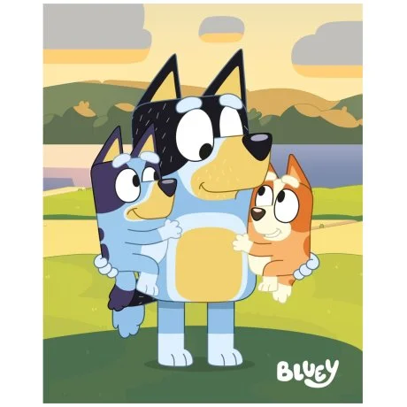 Coral fleece deka Bluey a Bingo s tátou
