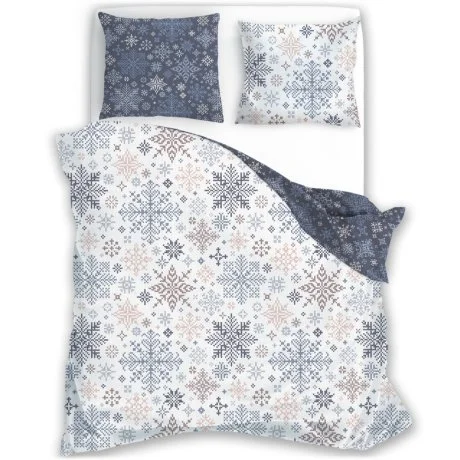 Vánoční bavlněné ložní povlečení - Sněhové vločky