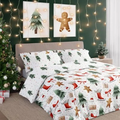 Vánoční bavlněné ložní povlečení - Perníček a Vánoční les