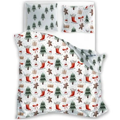 Vánoční bavlněné ložní povlečení - Perníček a Vánoční les