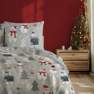 Vánoční bavlněné ložní povlečení - Přátelé ze severního pólu