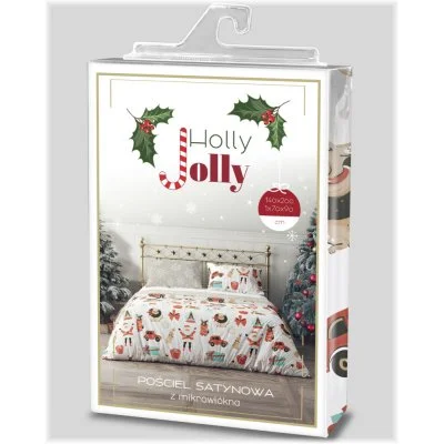 Vánoční saténové ložní povlečení - Veselé Vánoce