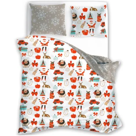 Vánoční saténové ložní povlečení - Veselé Vánoce