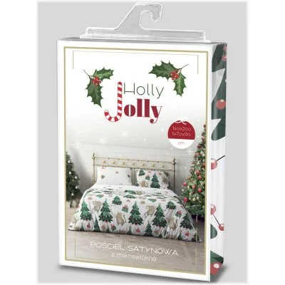 Vánoční saténové ložní povlečení - Kočičí Vánoce