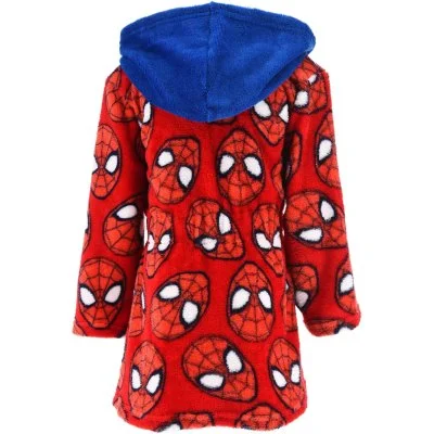 Dětský fleece župan s modrou kapucí Spiderman