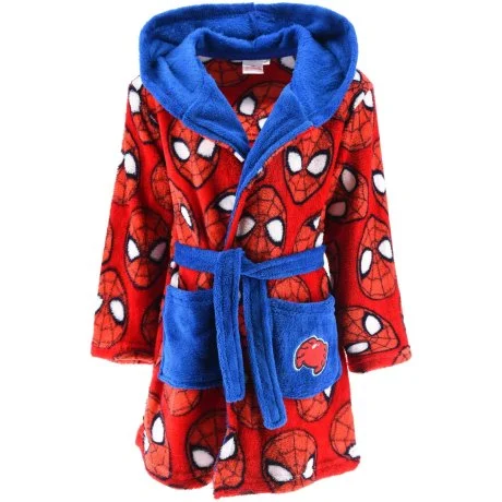 Dětský fleece župan s modrou kapucí Spiderman