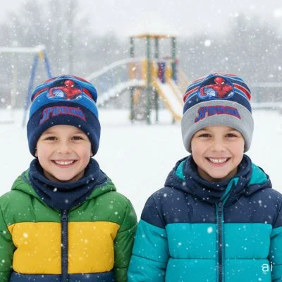 Dětská zimní pletená čepice Spiderman