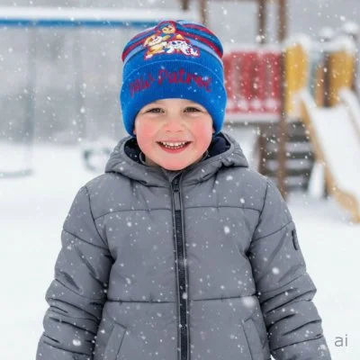 Chlapecká zimní pletená čepice Tlapková patrola