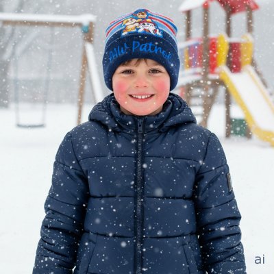 Chlapecká zimní pletená čepice Tlapková patrola