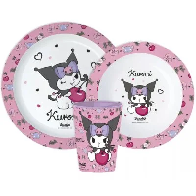 Sada plastového nádobí Kuromi s kelímkem