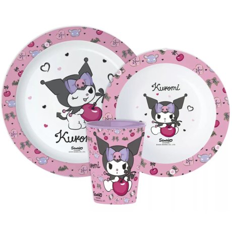 Sada plastového nádobí Kuromi s kelímkem