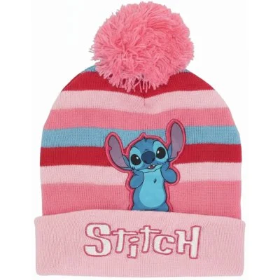 Dívčí zimní pletená čepice s bambulí Stitch