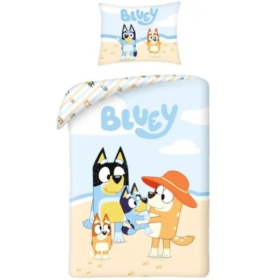 Bavlněné ložní povlečení Bluey s rodinkou na pláži