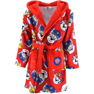 Chlapecký fleece župan s kapucí Tlapková patrola - červený