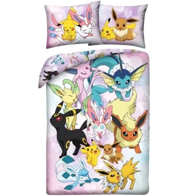 Ložní povlečení z mikrovlákna Pokémoni - Pikachu a Eeveelutions
