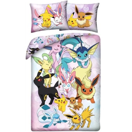 Ložní povlečení z mikrovlákna Pokémoni - Pikachu a Eeveelutions
