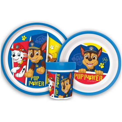 Sada plastového nádobí Tlapková patrola s kelímkem a protiskluzem