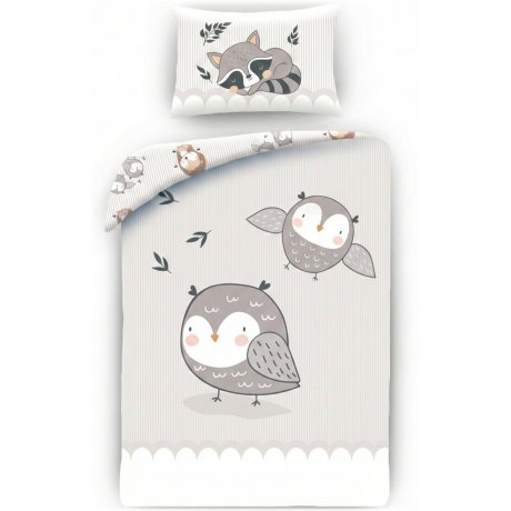 Povlečení do dětské postýlky se Sovičkami a Mývalem