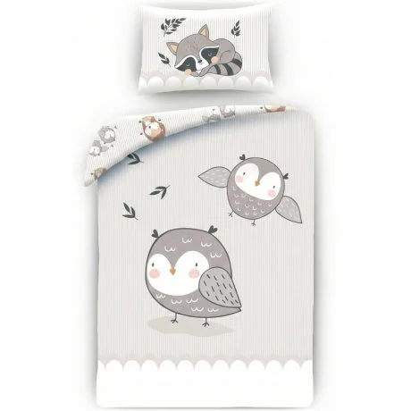 Povlečení do dětské postýlky se Sovičkami a Mývalem