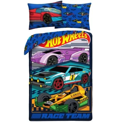 Oboustranné ložní povlečení z mikrovlákna Hot Wheels – Race Team