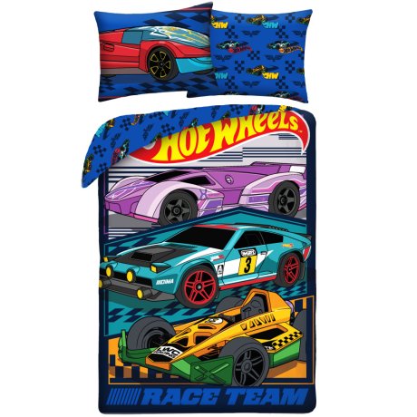 Oboustranné ložní povlečení z mikrovlákna Hot Wheels – Race Team
