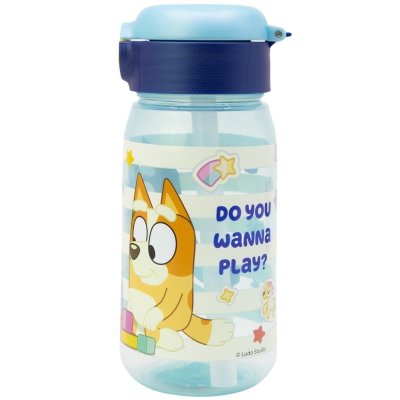 Plastová láhev na pití s brčkem a víčkem Bluey