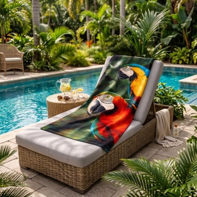 Bavlněná plážová osuška Barevní papoušci Ara