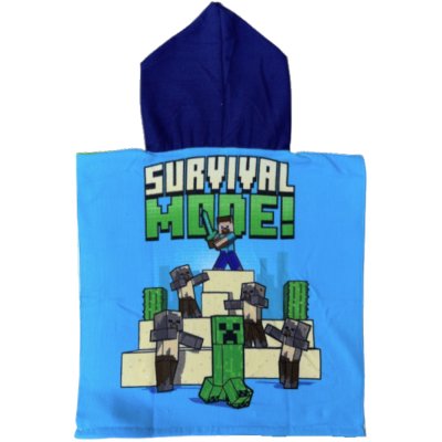 Dětské plážové pončo z mikrovlákna Minecraft - Alex a Steve