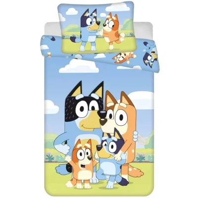 Povlečení do dětské postýlky Bluey - Šťastná rodinka