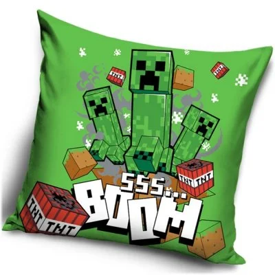Velurový povlak na polštář Minecraft - Creeper Boom