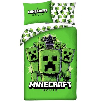 Oboustranné bavlněné ložní povlečení Minecraft Movie - Creepers