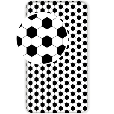 Bavlněné prostěradlo s motivem Fotbal - 90 x 200 + 25 cm