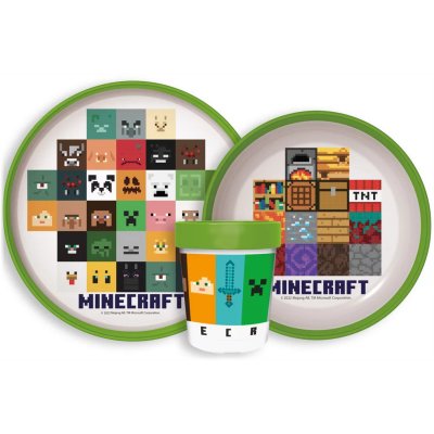 Sada plastového nádobí Minecraft s kelímkem a protiskluzem