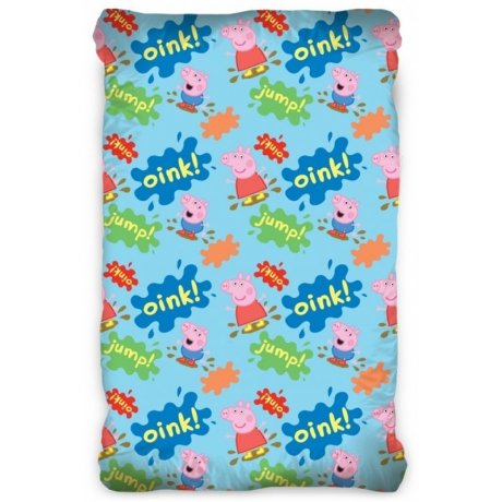 Bavlněné prostěradlo na jednolůžko Prasátko Peppa - modré
