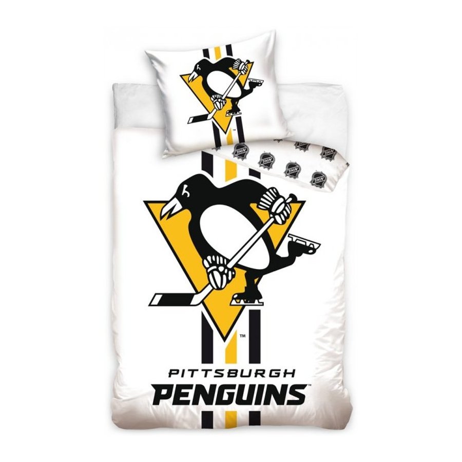 TipTrade (CZ) · Hokejové ložní povlečení NHL Pittsburgh Penguins - bílé - 100% bavlna, perkál - 70 x 90 cm + 140 x 200 cm