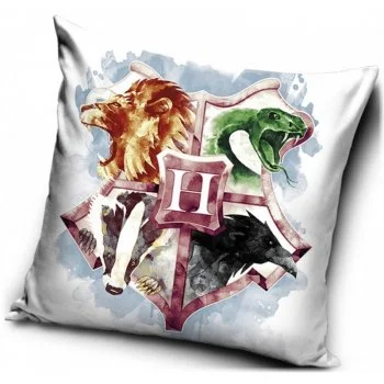 Povlak na polštář Harry Potter - erb školy čar a kouzel v Bradavicích