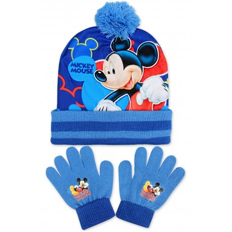 Chlapecká zimní čepice + prstové rukavice Mickey Mouse