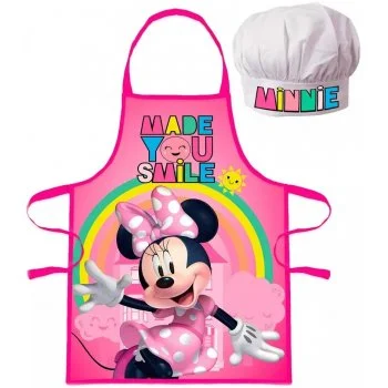 Dětská zástěra s kuchařskou čepicí Minnie Mouse - Disney - s duhou