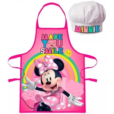 Dětská zástěra s kuchařskou čepicí Minnie Mouse - Disney - s duhou