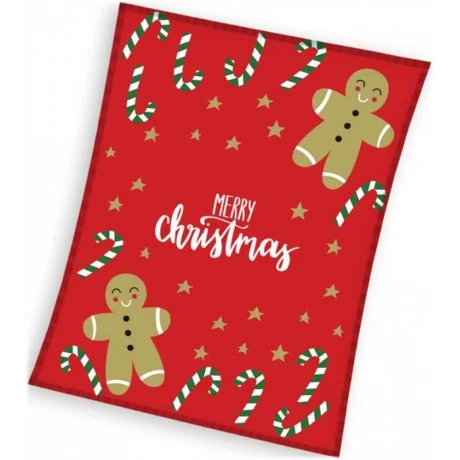 Vánoční polar fleece deka s perníčky