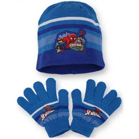 Chlapecká čepice + prstové rukavice pro menší děti Spiderman