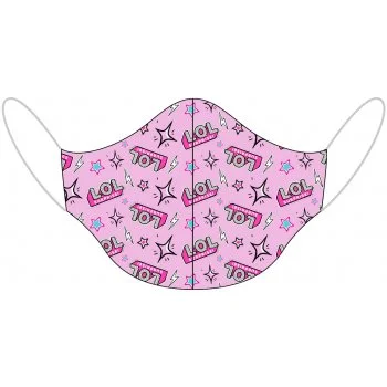 Dětská dvouvrstvá bavlněná rouška L.O.L. Surprise - růžová